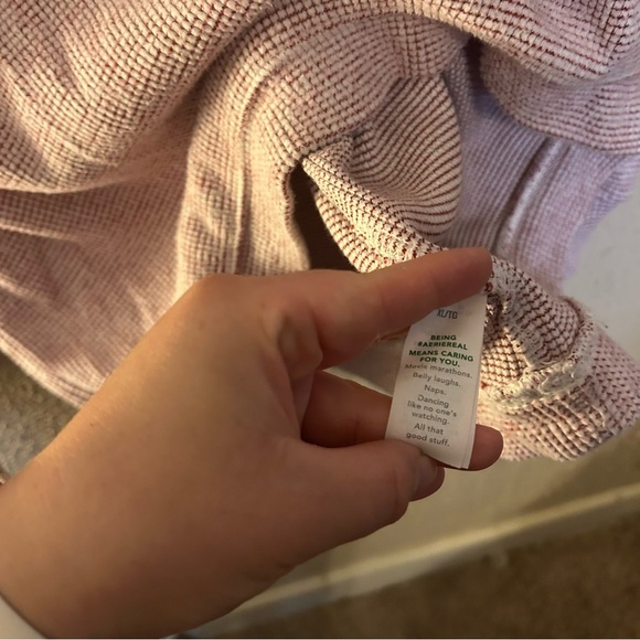 Aerie Women's Large Maroon Soft Oversized Sweatshirt Size XL Waffle Knit Fall - Picture 9 of 12